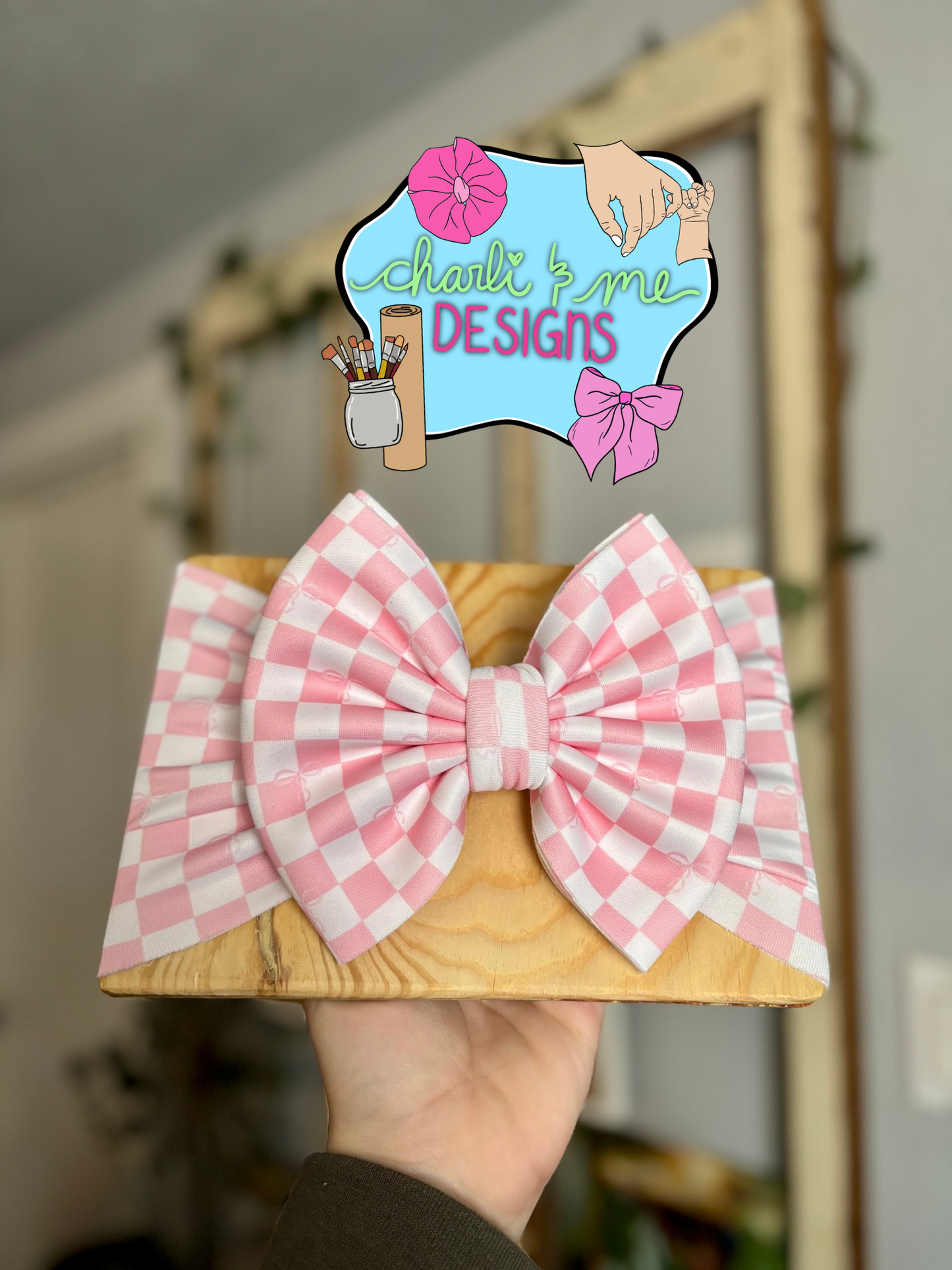 Pink with Bows Checks