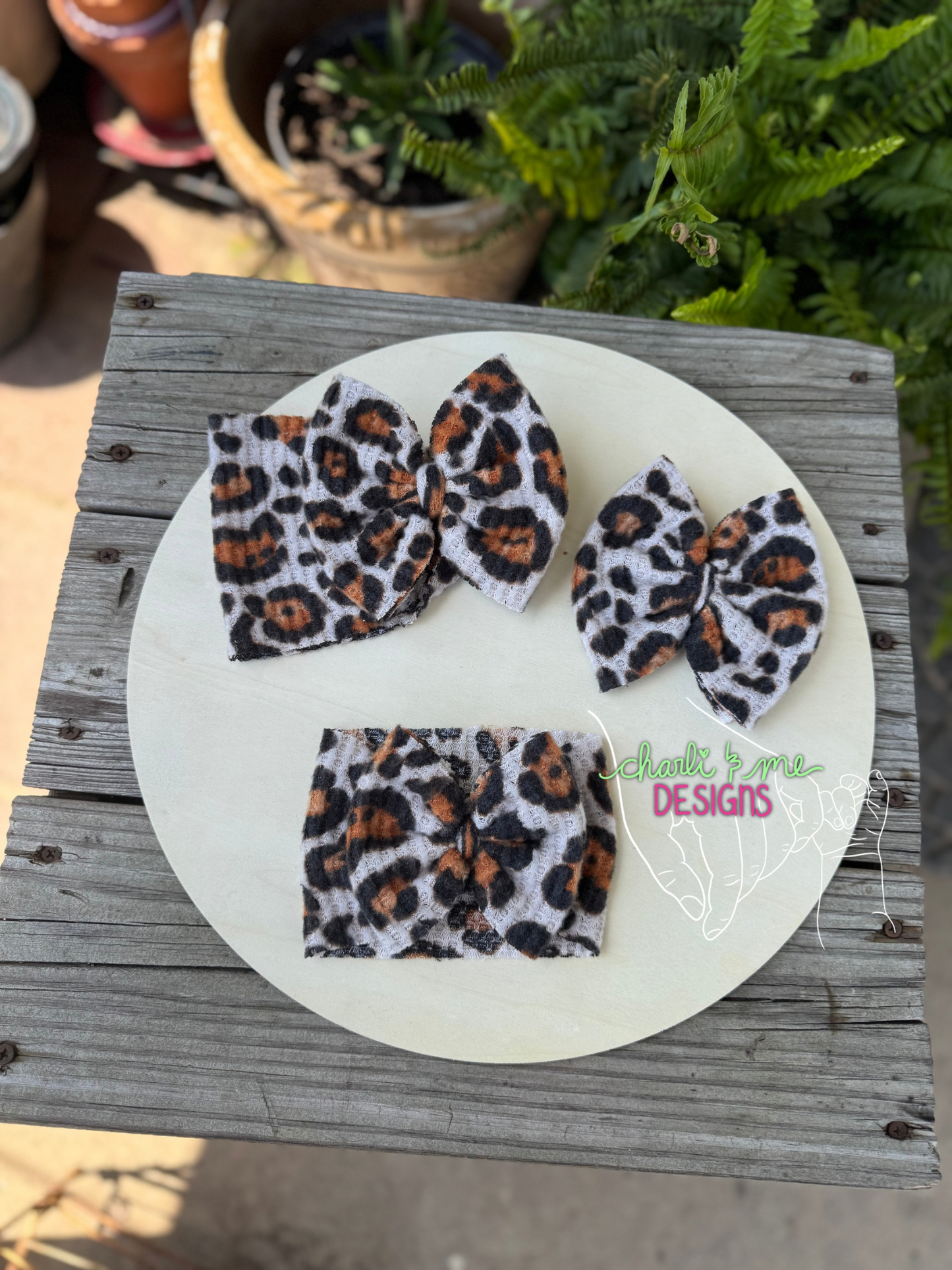 Rust Cheetah on White Waffle Knit