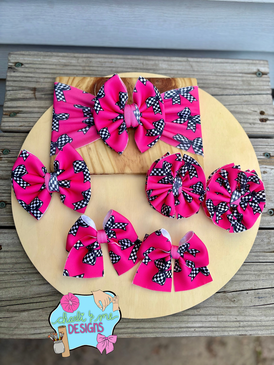 Hot Pink with Checkered Bows
